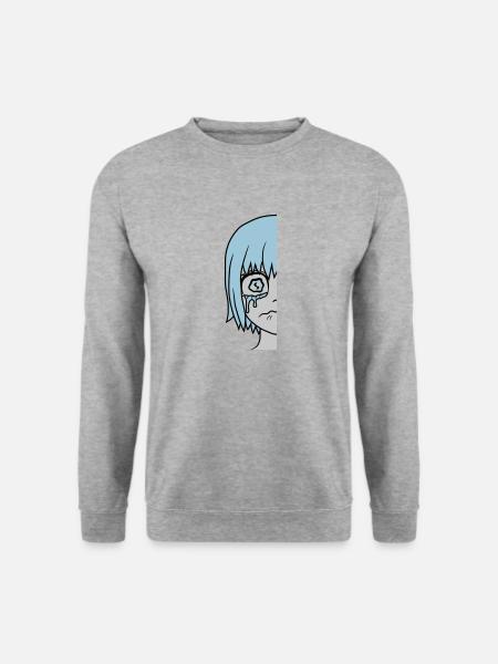 Half sad girl face - Unisex Sweatshirt - salt & pepper