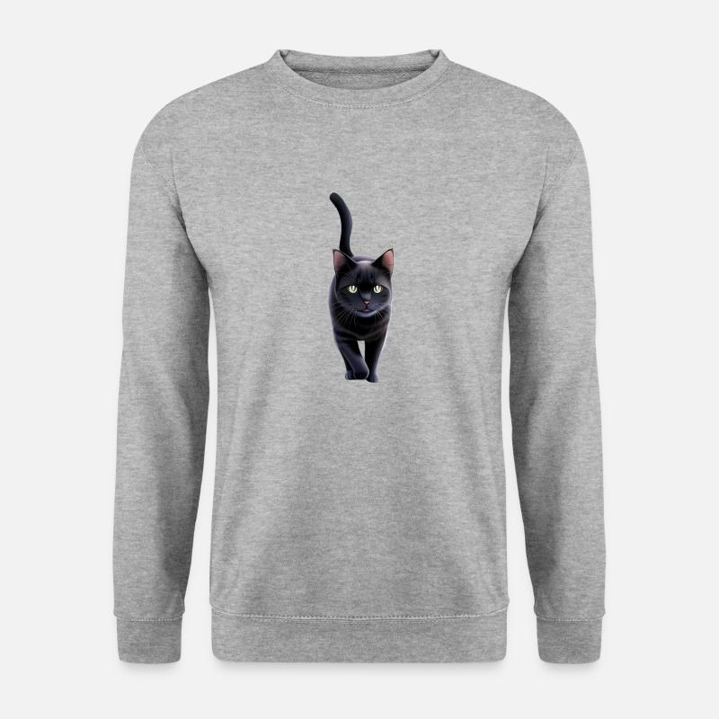 Die Schwarze Katze - Unisex Pullover - Weißgrau meliert
