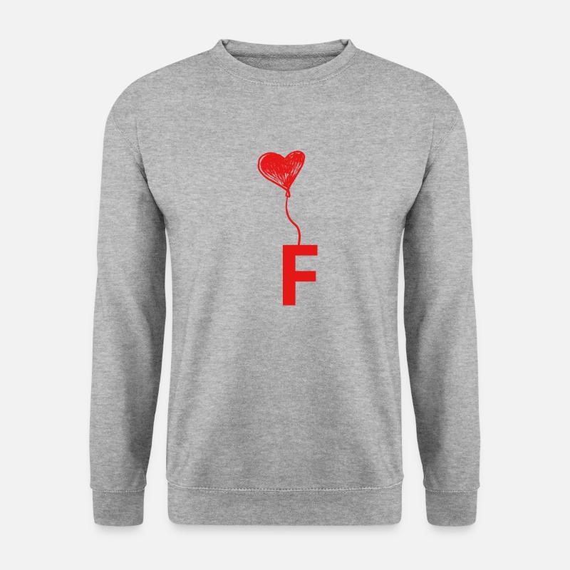 Buchstabe f Herz - Unisex Pullover - Weißgrau meliert
