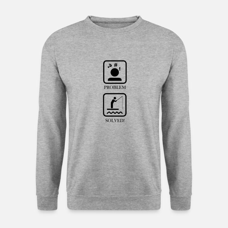 Angler Spruch Fischen Fischer Geschenksidee - Unisex Pullover - Weißgrau meliert