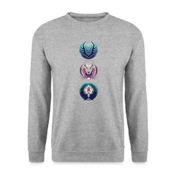 Zeichen Fabelwesen - Unisex Pullover - Weißgrau meliert - Vorne - Alina (178cm) & Michal (187cm)
