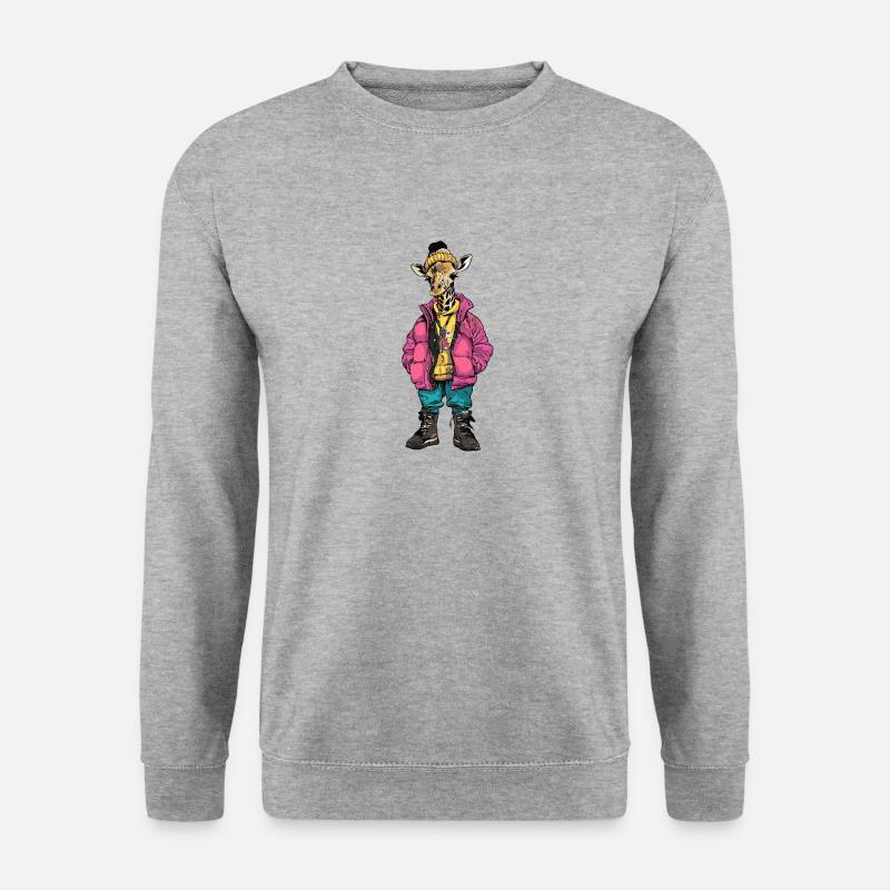 Giraffe Lustig Winter - Unisex Pullover - Weißgrau meliert
