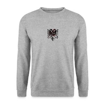 Albanischer Adler Schwarz Weiß Rot - Unisex Pullover - Weißgrau meliert - Vorne - Alina (178cm) & Michal (187cm)