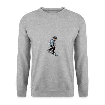 Cooler Skater - Unisex Pullover - Weißgrau meliert - Vorne - Alina (178cm) & Michal (187cm)