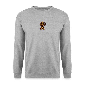 Hund Dachshund Welpe Hundeliebhaber Hundebesitzer - Unisex Pullover - Weißgrau meliert - Vorne - Alina (178cm) & Michal (187cm)
