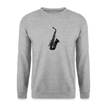 saxophone - Sweat-shirt Unisexe - gris chiné - Devant - Alina (178cm) & Michal (187cm)