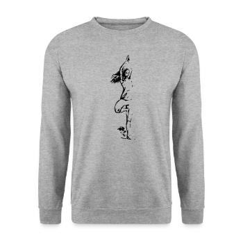 drawing lady yoga - Unisex Sweatshirt - salt & pepper - Front - Alina (178cm) & Michal (187cm)
