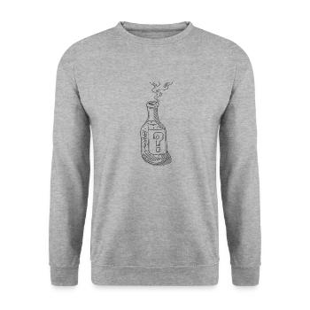 Geheimnisvolle Flasche Unbekannter Inhalt Symbol - Unisex Pullover - Weißgrau meliert - Vorne - Alina (178cm) & Michal (187cm)