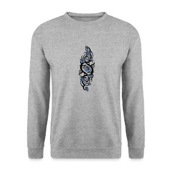 rosier tribal 1 noir roses bleues - Sweat-shirt Unisexe - gris chiné - Devant - Alina (178cm) & Michal (187cm)