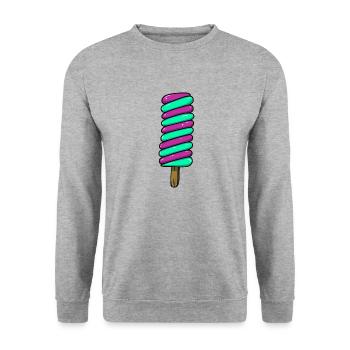 Crème glacée | Crème glacée à rayures vert violet | Glace - Sweat-shirt Unisexe - gris chiné - Devant - Alina (178cm) & Michal (187cm)