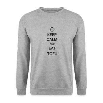 Restez calme et mangez du tofu - Sweat-shirt Unisexe - gris chiné - Devant - Alina (178cm) & Michal (187cm)