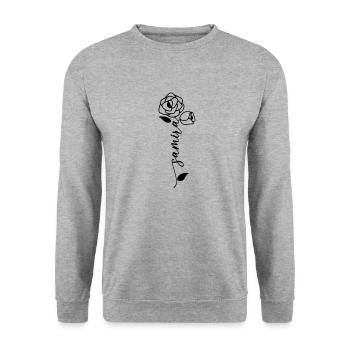 Samira Name Vorname Namensblume - Unisex Pullover - Weißgrau meliert - Vorne - Alina (178cm) & Michal (187cm)