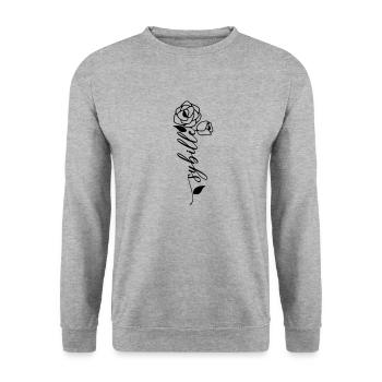 Sybille Name Vorname Namensblume - Unisex Pullover - Weißgrau meliert - Vorne - Alina (178cm) & Michal (187cm)