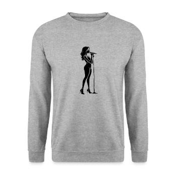 Female Singer Superstar - Idol Design - Unisex Sweatshirt - salt & pepper - Front - Alina (178cm) & Michal (187cm)