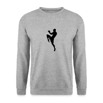 Muay Thai Noir - Sweat-shirt Unisexe - gris chiné - Devant - Alina (178cm) & Michal (187cm)