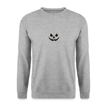 Halloween Citrouille Visage Visage Grimace Effrayant - Sweat-shirt Unisexe - gris chiné - Devant - Alina (178cm) & Michal (187cm)