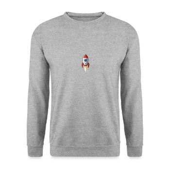 Comic Rakete - Unisex Pullover - Weißgrau meliert - Vorne - Alina (178cm) & Michal (187cm)