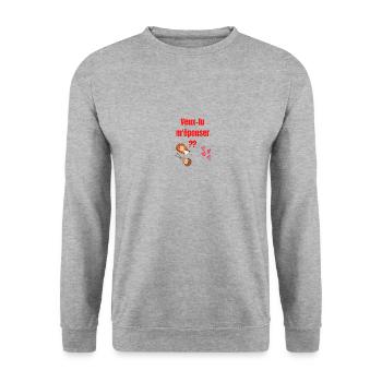 Veux tu m épouser - Sweat-shirt Unisexe - gris chiné - Devant - Alina (178cm) & Michal (187cm)