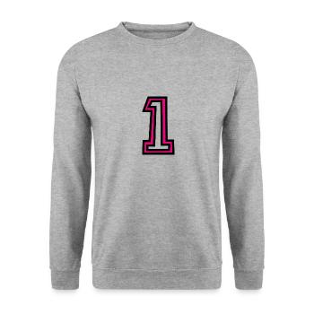 1. 1 JAHR. 1. JAHRESTAG. 1 JAHR GEBURTSTAG - Unisex Pullover - Weißgrau meliert - Vorne - Alina (178cm) & Michal (187cm)