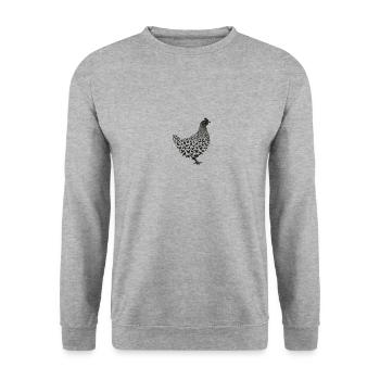 Silhouetten aus Hühnern und Küken - Unisex Pullover - Weißgrau meliert - Vorne - Alina (178cm) & Michal (187cm)