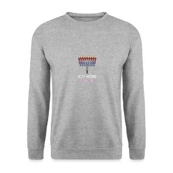 Ich höre Stimmen Chor Singen Geschenk - Unisex Pullover - Weißgrau meliert - Vorne - Alina (178cm) & Michal (187cm)