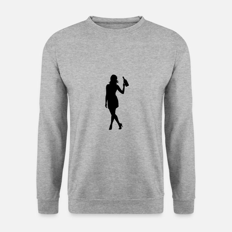 Frau Trinken Silhouette - Unisex Pullover - Weißgrau meliert