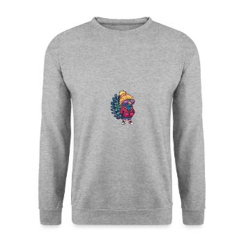 Peacock Bird Winter - Unisex Sweatshirt - salt & pepper - Front - Alina (178cm) & Michal (187cm)