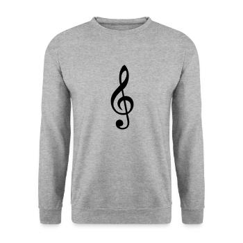 Violinschlüssel - Unisex Pullover - Weißgrau meliert - Vorne - Alina (178cm) & Michal (187cm)