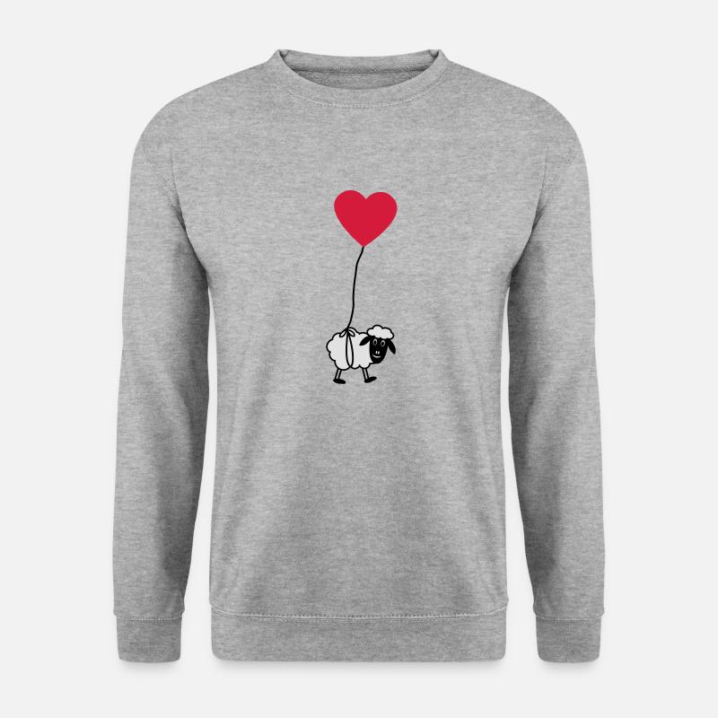 sheep_with_heart - Unisex Pullover - Weißgrau meliert