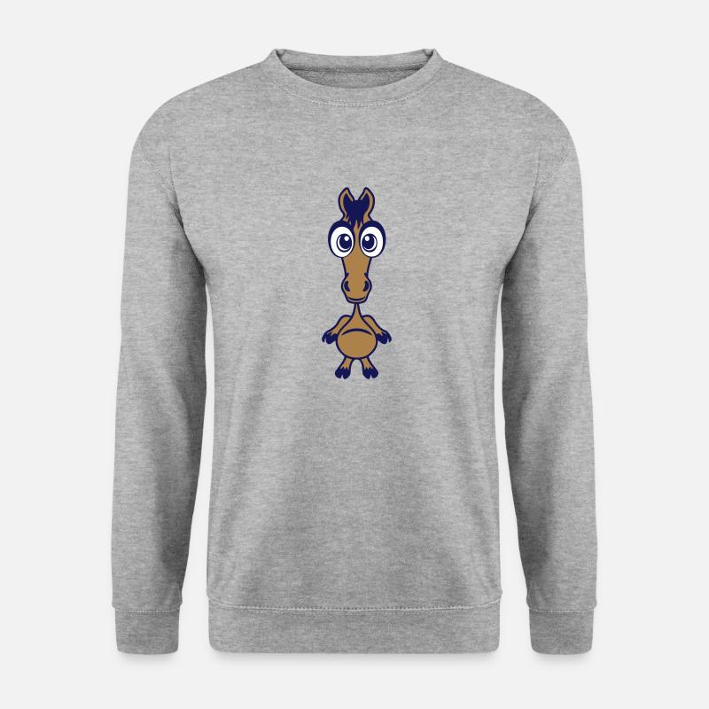 Pferde Tiere Zeichnen - Unisex Pullover - Weißgrau meliert