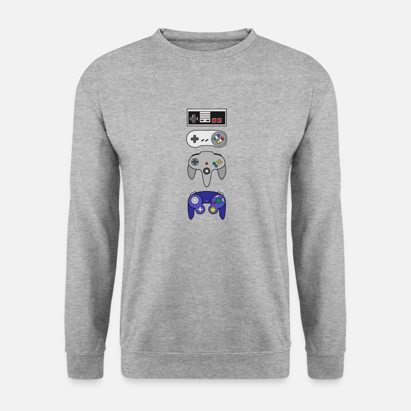 Retro Gaming Controller Konsole Gamepad Gamer - Unisex Pullover - Weißgrau meliert