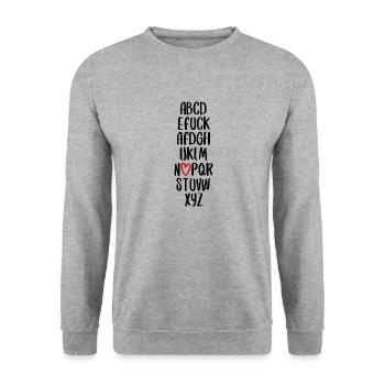 ABC Spruch fuck AFD Politik Wahlkampf Schrift - Unisex Pullover - Weißgrau meliert - Vorne - Alina (178cm) & Michal (187cm)