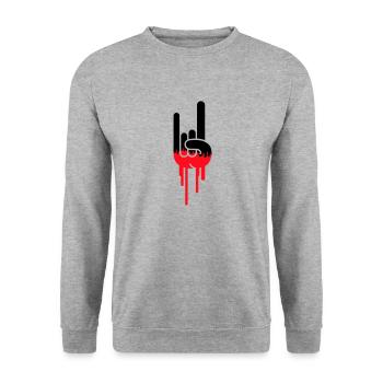 Heavy Metal Hard Rock Graffiti Horns Hand Gesture - Unisex Sweatshirt - salt & pepper - Front - Alina (178cm) & Michal (187cm)
