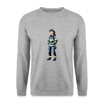 Firefighter - Profession Design Sticker - Unisex Sweatshirt - salt & pepper - Front - Alina (178cm) & Michal (187cm)