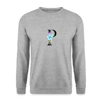 Elegant letter 'P' with flowers - Unisex Sweatshirt - salt & pepper - Front - Alina (178cm) & Michal (187cm)