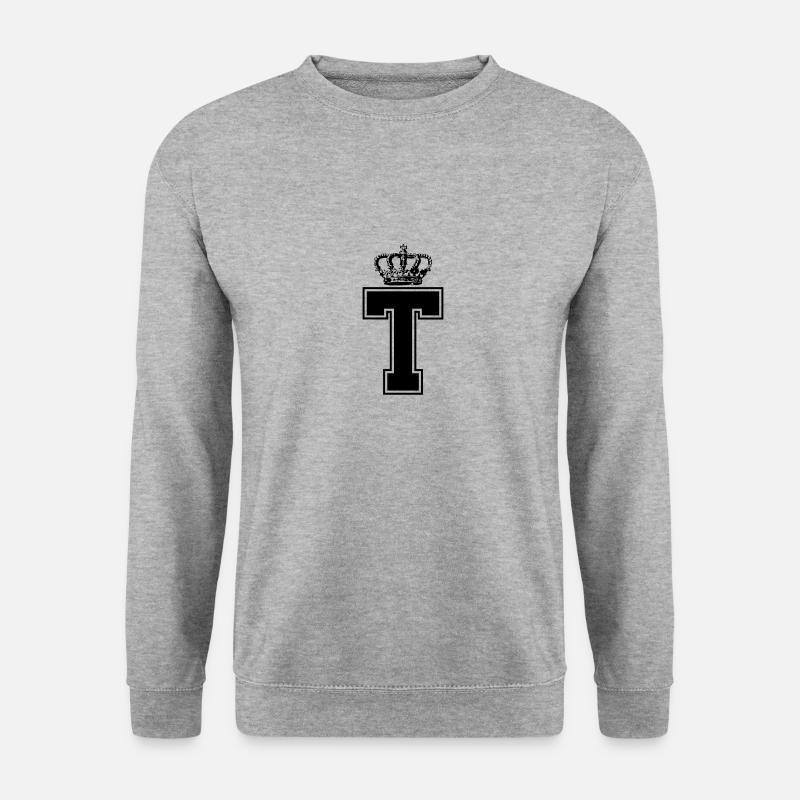Buchstabe T King - Unisex Pullover - Weißgrau meliert