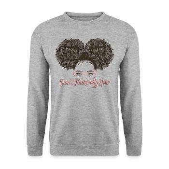 Hair Touch Grafik - Unisex Pullover - Weißgrau meliert - Vorne - Alina (178cm) & Michal (187cm)