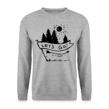 Berge Wandern Natur Outdoor Hiking - Unisex Pullover - Weißgrau meliert - Vorne - Alina (178cm) & Michal (187cm)