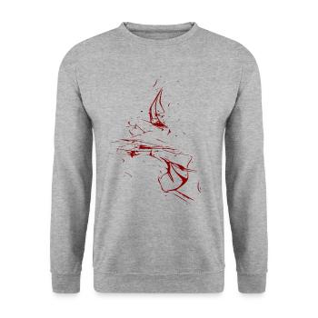 Gouttes de couleur - ligne / rouge - Sweat-shirt Unisexe - gris chiné - Devant - Alina (178cm) & Michal (187cm)