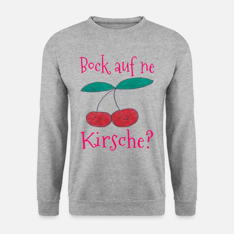 Bock auf ne Kirsche / Früchte / Trend / cool - Unisex Pullover - Weißgrau meliert
