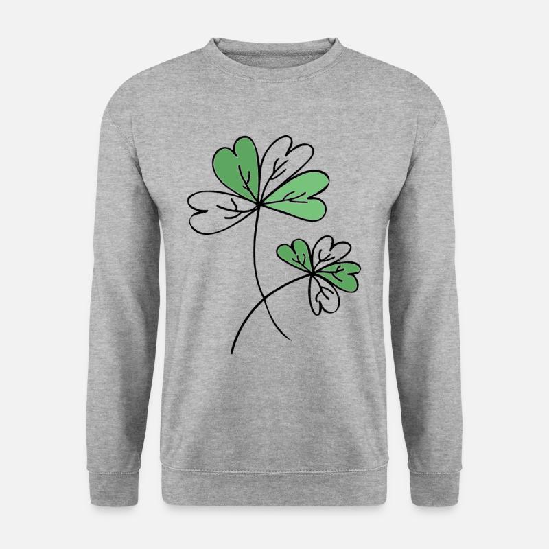 Klee / Glück / Sprüche / Trend / cool - Unisex Pullover - Weißgrau meliert