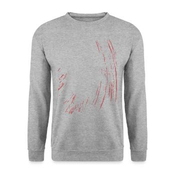 Lignes abstraites / ligne / rouge / motif - Sweat-shirt Unisexe - gris chiné - Devant - Alina (178cm) & Michal (187cm)