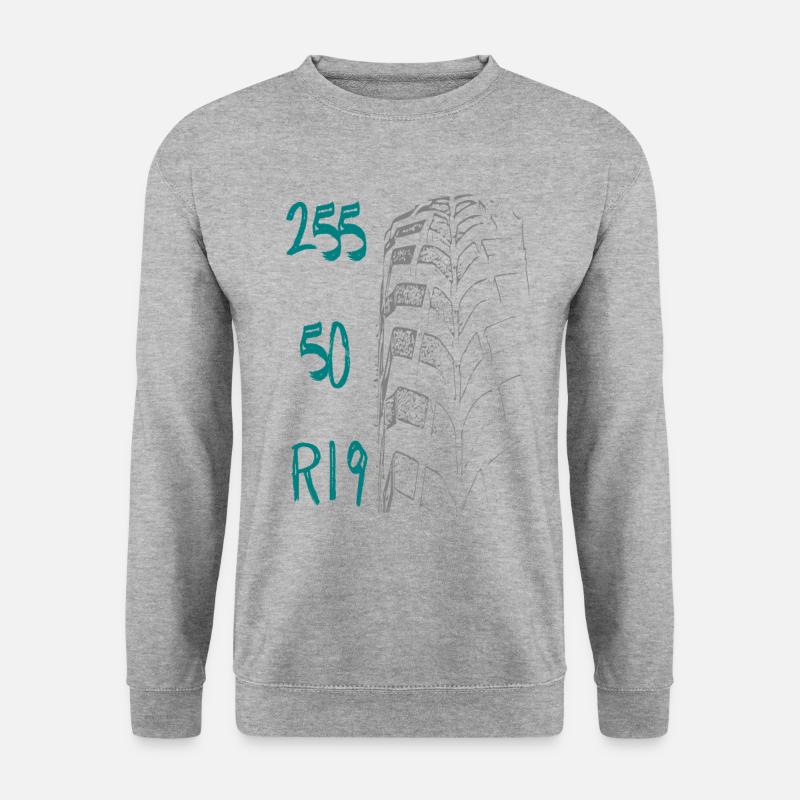 Auto / 255 50 R19 / Tuning / Motorsport / türkis - Unisex Pullover - Weißgrau meliert