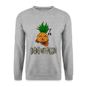 Singing with passion / Singing / Pineapple / Sayings - Unisex Sweatshirt - salt & pepper - Front - Alina (178cm) & Michal (187cm)
