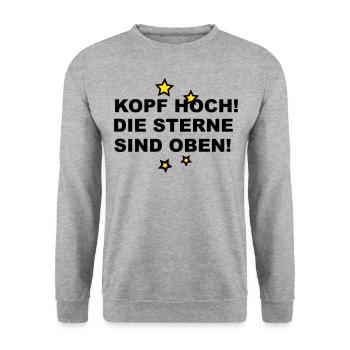 Kopf hoch - die Sterne sind oben - Unisex Pullover - Weißgrau meliert - Vorne - Alina (178cm) & Michal (187cm)