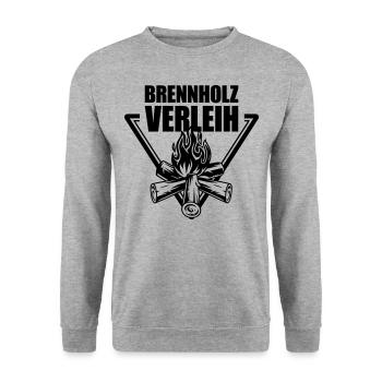 Brennholz Verleih | Farbe änderbar - Unisex Pullover - Weißgrau meliert - Vorne - Alina (178cm) & Michal (187cm)