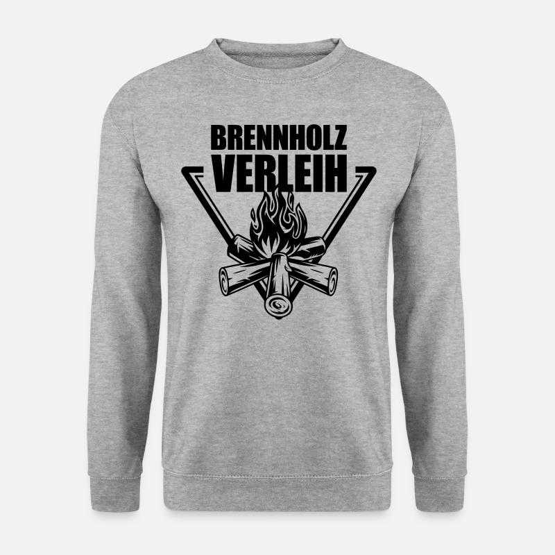 Brennholz Verleih | Farbe änderbar - Unisex Pullover - Weißgrau meliert