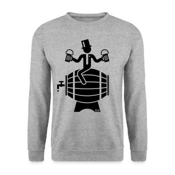 Groom On Beer Barrel (Stag Night / Bachelor Party) - Unisex Sweatshirt - salt & pepper - Front - Alina (178cm) & Michal (187cm)
