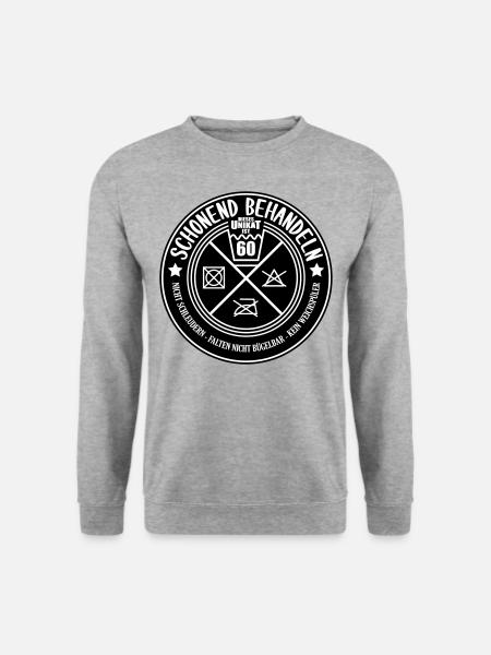 Farben änderbar | Schonend Behandeln 60er Geschenk - Unisex Pullover - Weißgrau meliert