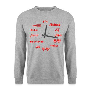 Colors can be changed | Math Clock - Unisex Sweatshirt - salt & pepper - Front - Alina (178cm) & Michal (187cm)